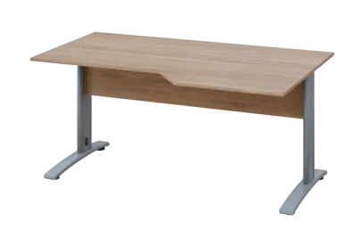 EZK 18 - 166 stůl kancelářský, rohový, pravý, kovová podnož stříbrná, deska 18 mm, široký 1600 mm, dub bardolino